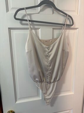 Francesca's Collections Champagne Satin Bodysuit